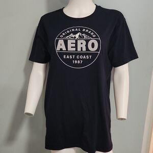 Aeropostale Navy Graphic Tee with White AERO Logo